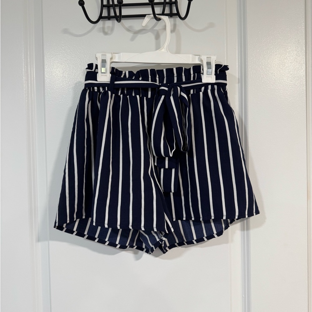 Navy Striped Women's Shorts